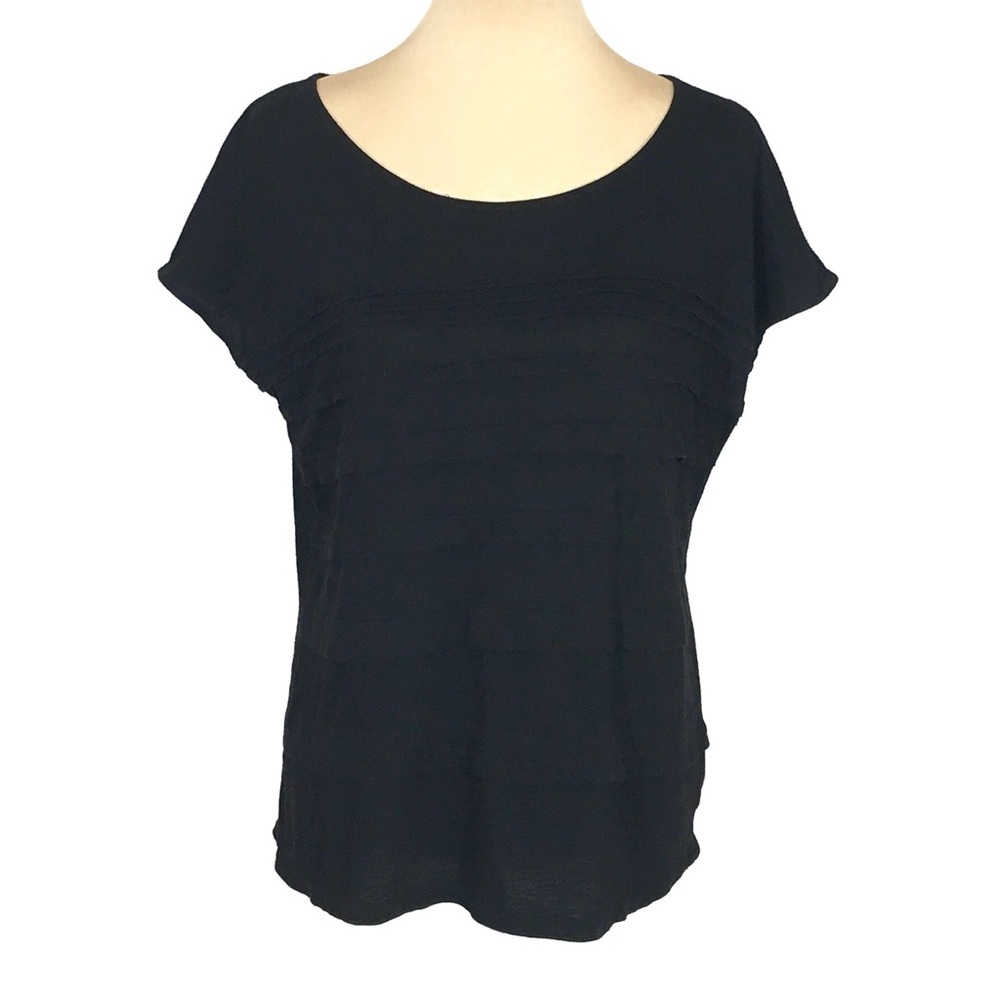 Liz Claiborne Black Wide Neck Dolman Tee, Petite Large